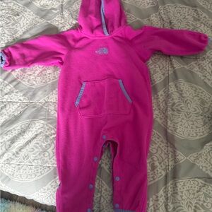 The North Face Pink Hooded Fleece One-Piece Bodysuit